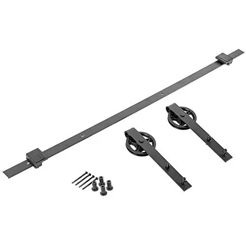 Schiebetürbeschlag LOFT 2 m schwarz 2tlg. Laufschiene mit Laufrollen-Ø 120 mm Schiebetürsystem mit Aushängesicherung und Bodenführung von Sotech