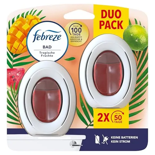 Febreze Bad Lufterfrischer Lenor Tropische Früchte Duo, Duftstecker zur kontinuierlichen Geruchsbekämpfung und -verhinderung