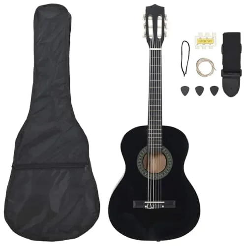 8-tlg. Klassikgitarren-Set für Anfänger Schwarz 3/4 36
