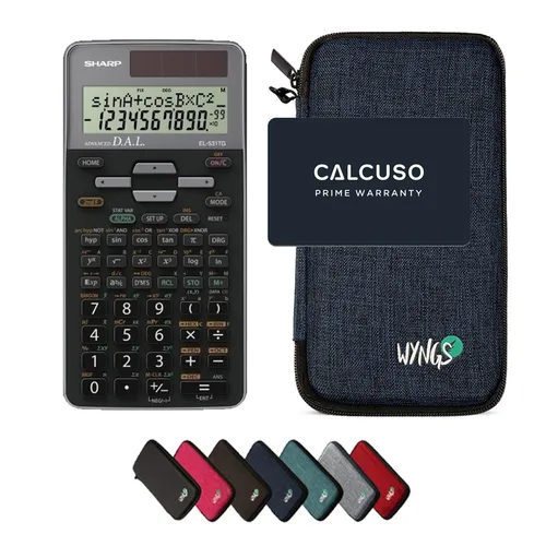 Sharp EL-531TG Taschenrechner mit WYNGS Schutztasche Blau - Wissenschaftlicher Taschenrechner mit praktischer Schutztasche, ideal für Schule und Studium. Kompakt und benutzerfreundlich für einfache Berechnungen.