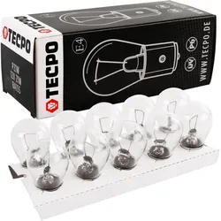 TECPO Glühlbirne P21W 12V 21W BA15S, 10 Stück