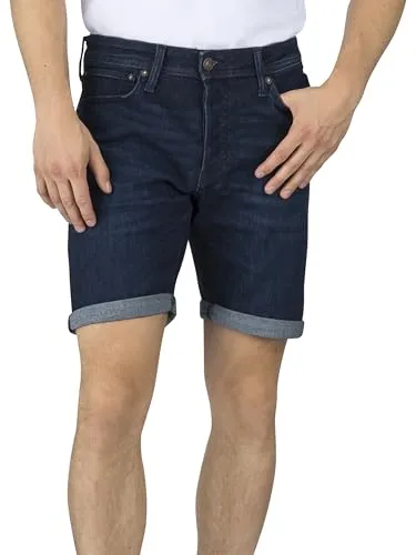 Jack & Jones Jeansshorts Herren JJIRICK Regular Fit - Modische Jeansshorts aus Baumwollmischgewebe mit 20% recycelter Baumwolle, ideal für den Sommer. Bequemer Regular Fit, elastischer Bund und vielseitig kombinierbar für lässige Outfits.