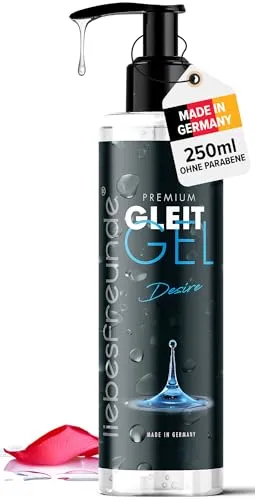 Liebesfreunde® Gleitgel auf Wasserbasis - Premium Gleitmittel Made in Germany - Pure Geschmeidigkeit, Intimgel ohne Parabene, 250 ml