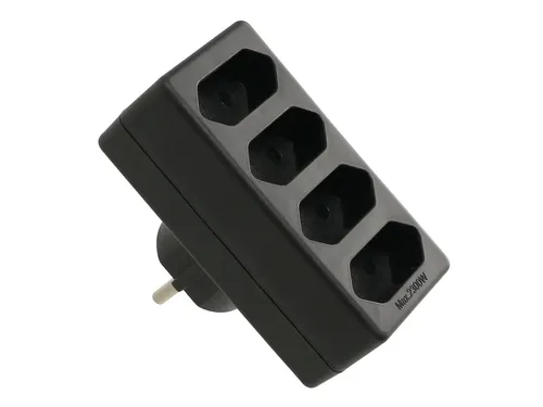 AS Schwabe Euro-Vierfach-Stecker, schwarz