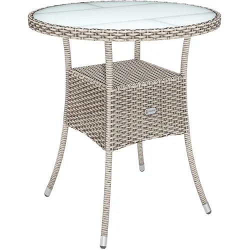 CASARIA Bistrotisch 107999, creme, rund, (Ø/H) 60 x 74 cm - Eleganter Bistrotisch aus strapazierfähigem Polyrattan, ideal für Innen- und Außenbereiche. Belastbar bis 80 kg mit praktischem Ablagefach und höhenverstellbaren Füßen.