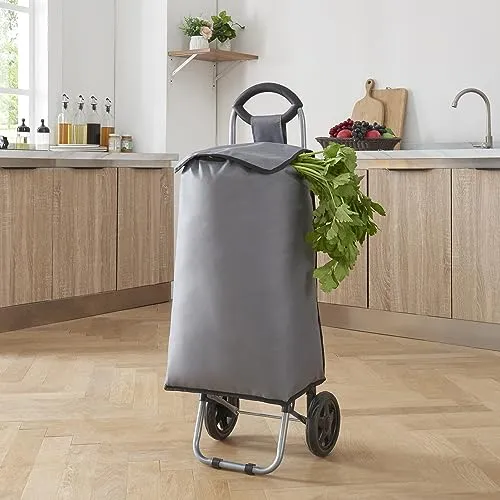 [en.casa] Einkaufstrolley Nørre klappbarer Einkaufswagen 93 x 32 x 30 cm Einkaufsroller bis 30 kg Transportwagen mit großer Ladekapazität Handwagen mit Rollen Dunkelgrau/Schwarz