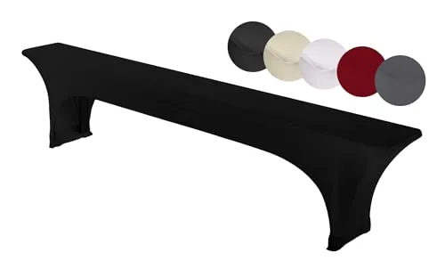 TexDeko® gepolstert Stretch Bierbankhussen für Bierzeltgarnitur strapazierfähig (nur Bierbank) 220 x 25cm Schwarz Festzeltgarnitur | verstärkte Beintaschen bügelfrei waschbar