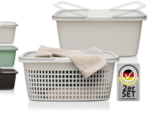 Hausfelder Wäschekorb Set 58x37x25cm in weiß von HAUSFELDER
