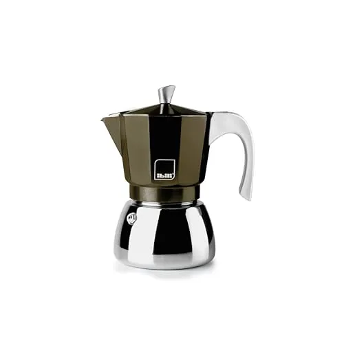 IBILI Elba Espressomaschine, 6 Tassen - Aluminiumguss mit Edelstahlboden - Espressokocher für 6 Tassen, induktionsgeeignet mit robustem Edelstahlboden für optimale Energieeffizienz und einfache Reinigung. Ideal für authentischen italienischen Espresso.