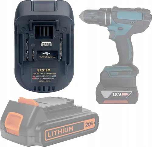 Black&Decker/Stanley 18V auf Makita 18V Akku-Adapter/Konverter (BPS18M)