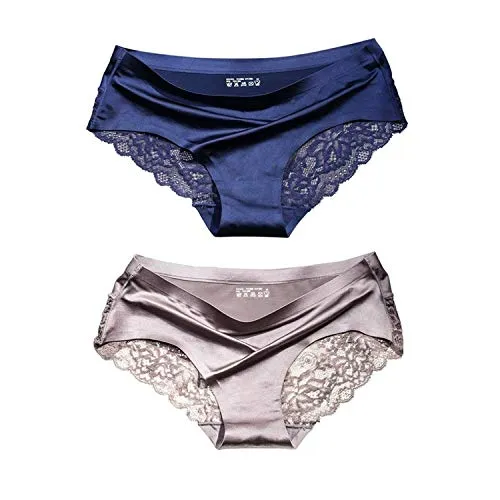 lucky cup Unterhosen Damen Unterwäsche Women's Underpants Eisseide Sexy Atmungsaktiver Breathable Panties, Soft Women's Underwear (L)