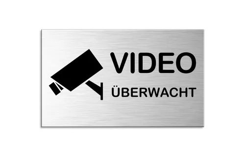 OFFORM DESIGN Hinweisschild Videoüberwacht 60x100 mm - Hochwertiges Türschild in Edelstahl-Optik, selbstklebend und abwischfest. Ideal für Sicherheitsmaßnahmen mit Piktogramm. Made in Germany, langlebig und UV-beständig.
