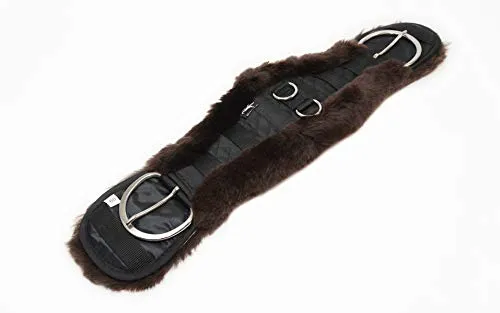 Engel Reitsport | Lammfell Sattelgurt Western Kurzgurt Konturgurt WGURT-85-SCH-MOC schwarz/Mocca 34