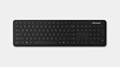 Microsoft QSZ-00006 Bluetooth Keyboard - Elegante kabellose Tastatur mit QWERTZ-Layout - Tastaturen für Windows 10 mit überdurchschnittlicher Batterielaufzeit von bis zu 2 Jahren und speziellen Tasten für Microsoft 365 und Emojis.