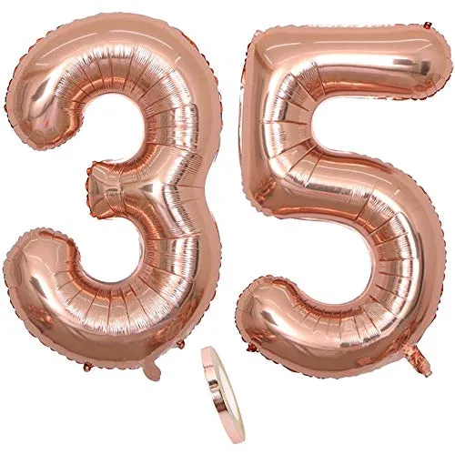 Luftballons Zahl 35, Nummer 35 Luftballon Rosegold Mädchen,40