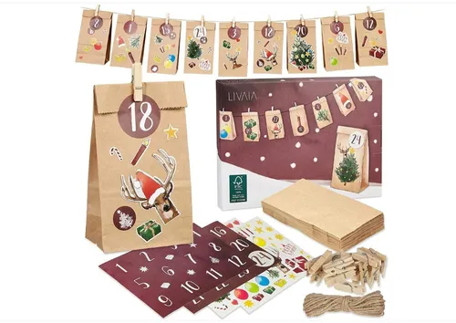 Super süßer Adventskalender  selber Befüllen nachhaltige FSC Papiertüten