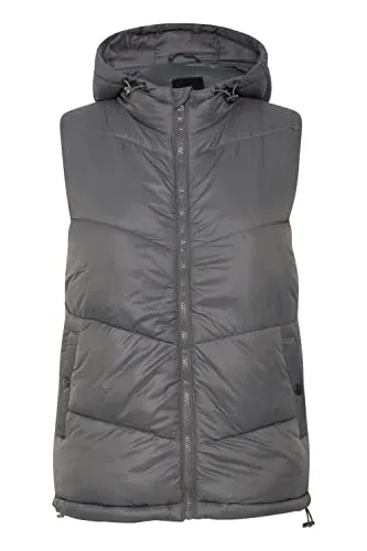 OXMO OXTabita Damen Weste Steppweste Outdoor Weste mit hochabschließendem Kragen gefüttert, Größe:L, Farbe:Pewter (185203)