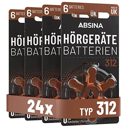ABSINA Hörgerätebatterien Typ 312