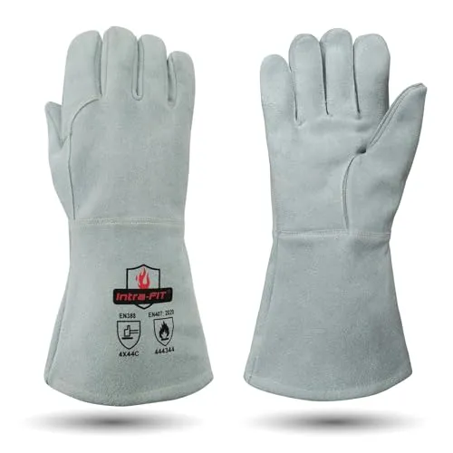 Intra-FIT Leder Grillhandschuhe – Hitzebeständig bis 500 °C in grau von Intra-FIT