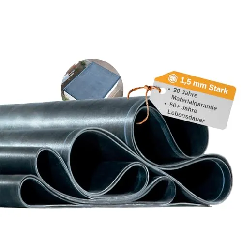 HSS EPDM DACHPROTECT Dachfolie 1,5mm Schwarz – Wasserdicht & Wetterfest - Langlebige Dachfolie mit 1,5mm Stärke, ideal zur Abdichtung von Flachdächern und Carports. UV-beständig und nahtlos zugeschnitten für einfache Verarbeitung. 20 Jahre Materialgarantie!