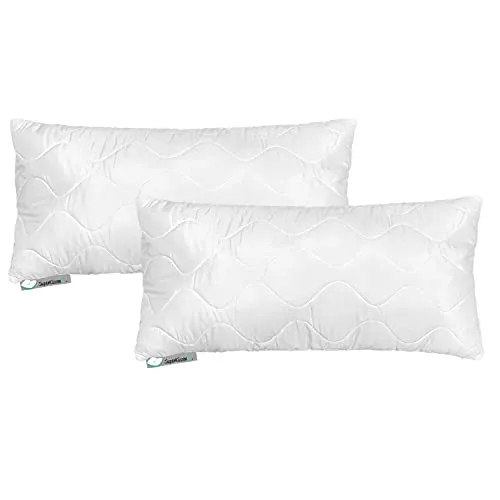 SuperKissen24. 2er Set Kopfkissen aus Mikrofaser 80x40 cm mit Polyester Kissenfüllung - waschbares Innenkissen geeignet für Allergiker - Couchkissen, Sofakissen, Dekokissen - Good Sleep Weiß