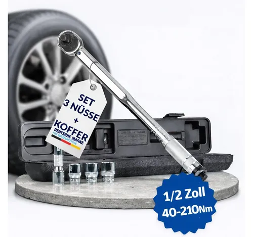 Drehmomentschlüssel 1/2 Zoll 40-210Nm - Hochwertiger Klick-Drehmomentschlüssel mit Ratschenfunktion und verchromtem Stahl, ideal für präzise Arbeiten in der Mechanik.