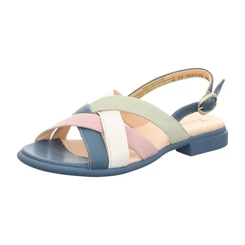 Think! Leder-Sandalen in Blau/Rosa/Weiß, Größe 39 - Wanderschuhe für Damen - Stilvolle Leder-Sandalen mit rutschhemmender Laufsohle und offenem Schuhspitze, ideal für entspannte Sommerausflüge.