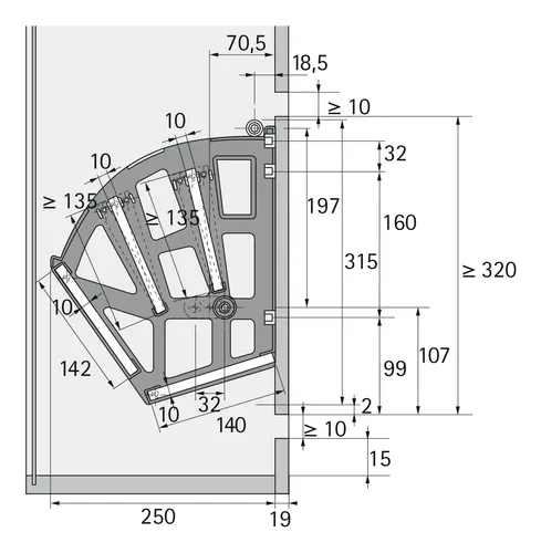 Hettich Beschlag, 42473, Anzahl Fächer 1, Kunststoff w - 0042473