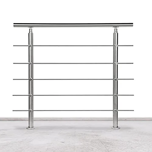 Lospitch Edelstahl-Handlauf Geländer für Balkon Brüstung Treppen mit/ohne Querstreben (100cm, 5 Querstreben)