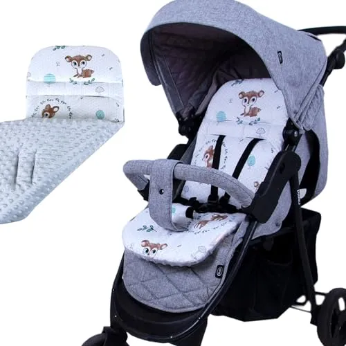 BabyLux SITZAUFLAGE für Kinderwagen Buggy Sitzeinlage Kinderwagenauflage (S120. Wald Reh)