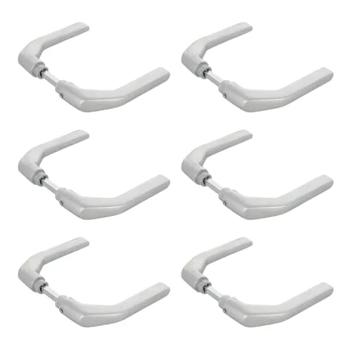 Amig – 6er Set Türgriffgarnitur aus Aluminium ohne Schild, silberfarben, ideal für Innen- und Außentüren - 130 x 61 mm - Maximale Türstärke 65 mm | Drücker mit funktionellem und modernem Türgriff