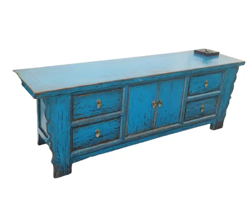 Asiatisches Lowboard Kommode Bank Blau