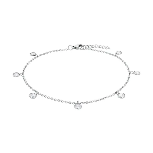 Amor Fußkette für Damen aus Edelstahl mit Zirkonia - Elegantes Fußkettchen aus robustem Edelstahl 316L, verziert mit funkelnden Zirkonia-Steinen für einen stilvollen Look. Ideal für besondere Anlässe.
