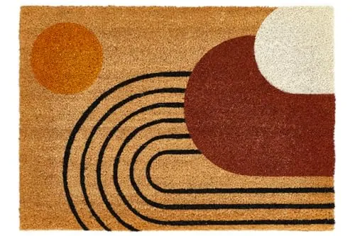 andiamo Fußmatte Kokos Geo - für Innen & Überdachten Außenbereich – Kokos Fußabtreter Schmutzfangmatte Haustierfreundlich mit rutschhemmender Beschichtung – 40 x 60 cm, Multi