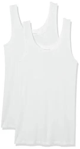Amazon Essentials Damen Tanktop, Schmale Passform, 2er-Pack, Weiß, L