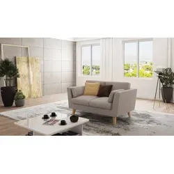 S-Style 2-Sitzer Sofa Angeles im skandinavischen Stil mit Holzfüßen