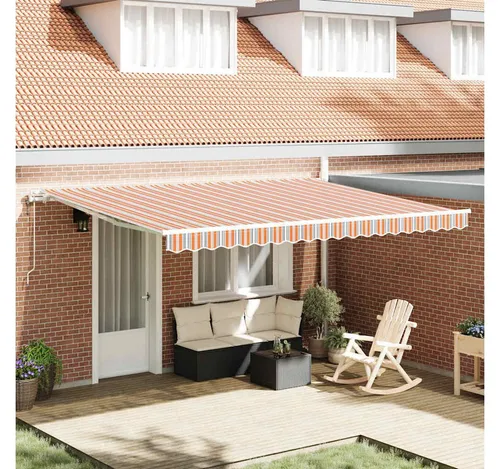 furnicato Motorisierte Markise 450 x 350 cm mit Fernbedienung - Elegante motorisierte Markise für optimalen Sonnenschutz. Robust und wetterfest, perfekt für jeden Außenbereich. Einfach per Fernbedienung zu steuern und passt stilvoll zu Ihrem Zuhause.