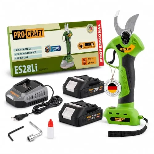 Procraft ES28Li Akku Astschere 20 V mit 2 Akkus
