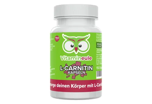 L-Carnitin Kapseln - Vitamineule® 500 mg - L-Carnitin Kapseln für Sportler, 150 Kapseln mit 500 mg reinem L-Carnitin pro Kapsel, unterstützt den Fettstoffwechsel und die Leistungssteigerung beim Training.
