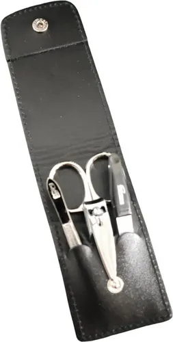 EloModa Maniküre-Etui 4-teiliges Solingen* Maniküre Set mit echt Leder Etui, Nagelschere, 4 tlg., Made in Germany