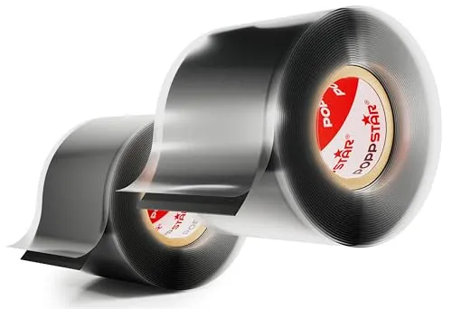 POPPSTAR selbstverschweißendes Silikonband, 3m x 38mm, Isolierband und Dichtungsband (Wasser, Luft), schwarz, 2 Rollen