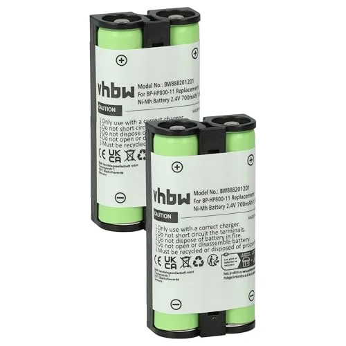 vhbw 2X Akku kompatibel mit Sony MDR-RF955RK, MDR-RF955, MDR-RF995, MDR-RF4000, MDR-RF895 Wireless Headset Kopfhörer (700 mAh, 2,4 V, NiMH)