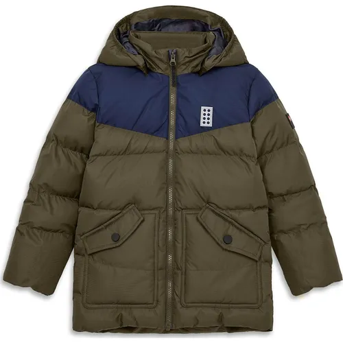 LEGO kidswear LWJEBEL 733 Jacke - Dark Olive für Kinder - Outdoor Freizeitjacke für Kinder, schützt vor Regen und Kälte mit hochwertiger Daunenfüllung und abnehmbarer Kapuze für flexible Anpassung.