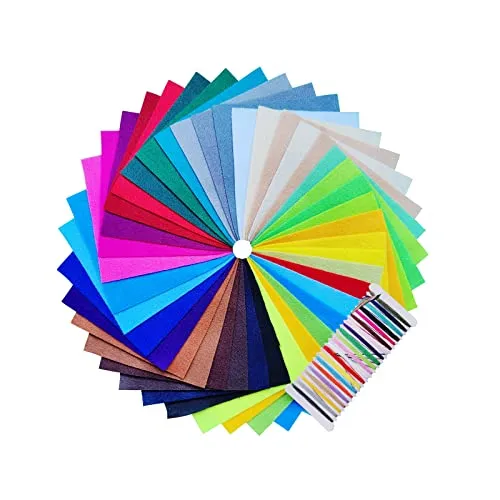 Jtnohx Filz zum Basteln, Steife Filzstoff, 20 x 30cm bastelfilz für Stickereien, 40 Stück Farbige Filz für DIY-Nähprojekte