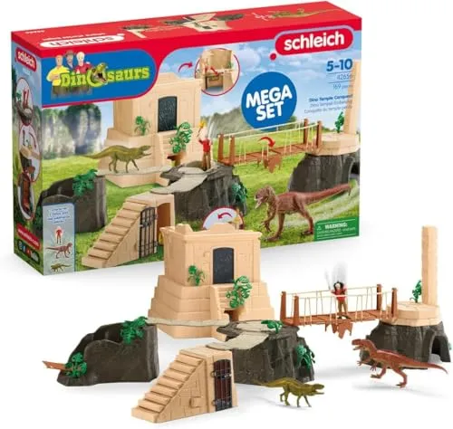 schleich 42656 Dino Tempel-Eroberung Mega-Set - 169-teiliges Spielset für Kinder ab 5 Jahren, mit modularen Rätseln und geheimen Verstecken für spannende Abenteuer