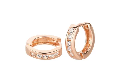 Ohrringe Creolen 925 Silber Rosegold mit Zirkonia - Elegante Creolen für Damen und Mädchen aus 925 Sterlingsilber in Rosegold. Mit funkelnden Zirkonia-Steinen ideal für besondere Anlässe wie Geburtstage oder Hochzeiten.