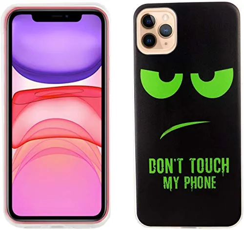 König Design Handyhülle kompatibel mit Apple iPhone 11 Pro Silikon Case Hülle Sturzsichere Back-Cover Handyhülle - Don't Touch My Phone Grün Schwarz