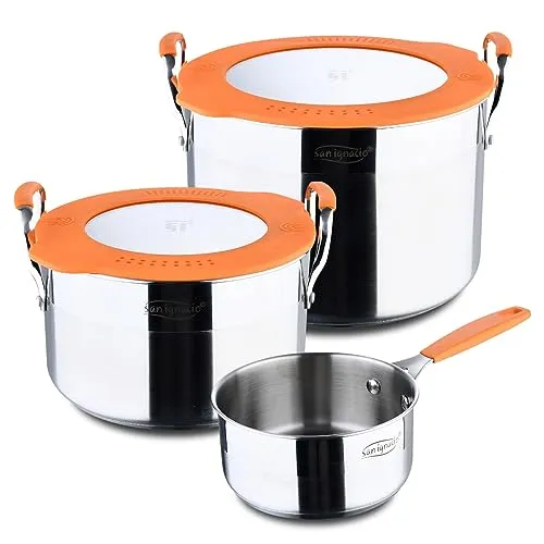 SAN IGNACIO Compact Topfset | Edelstahl Kochtopf Set mit 5 Teilen