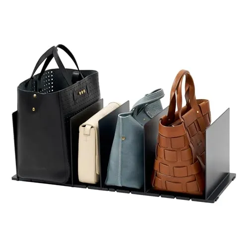 YAMAZAKI 4957 SMART Taschen-Organizer (2er-Set) - Kleideraufbewahrung & Organisation, minimalistisch und vielseitig mit verstellbaren Trennwänden für optimale Organisation von Taschen und Accessoires.
