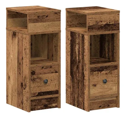 vidaXL Nachttisch 2er Set mit Schublade in Altholz-Optik von vidaXL